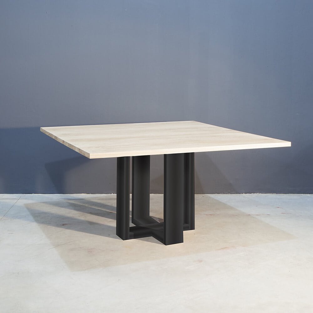 Eigenlijk ontgrendelen Doorzichtig Vierkant eettafel met industrieel zwart staal - Concept Table